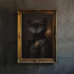 Victorian Kitten Poster Dark Academia Art Victorian Art Whimsical Decor Antique Cat Illustration Vintage Wall Art Rustic Aesthetic, Unframe