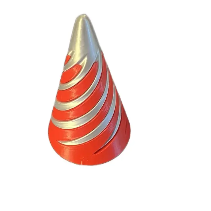 Spiral Fidget Cone (Red Silver) - Red with Silver Accents, Durable Material, Ideal for Stress Relief
