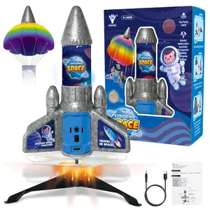 Auto Electric Spinner Rocket Toy, 200 Ft Flight Altitude, Safe Parachute Design, Stem Gift for Kids Ages 8-13, Battery Included, Durable