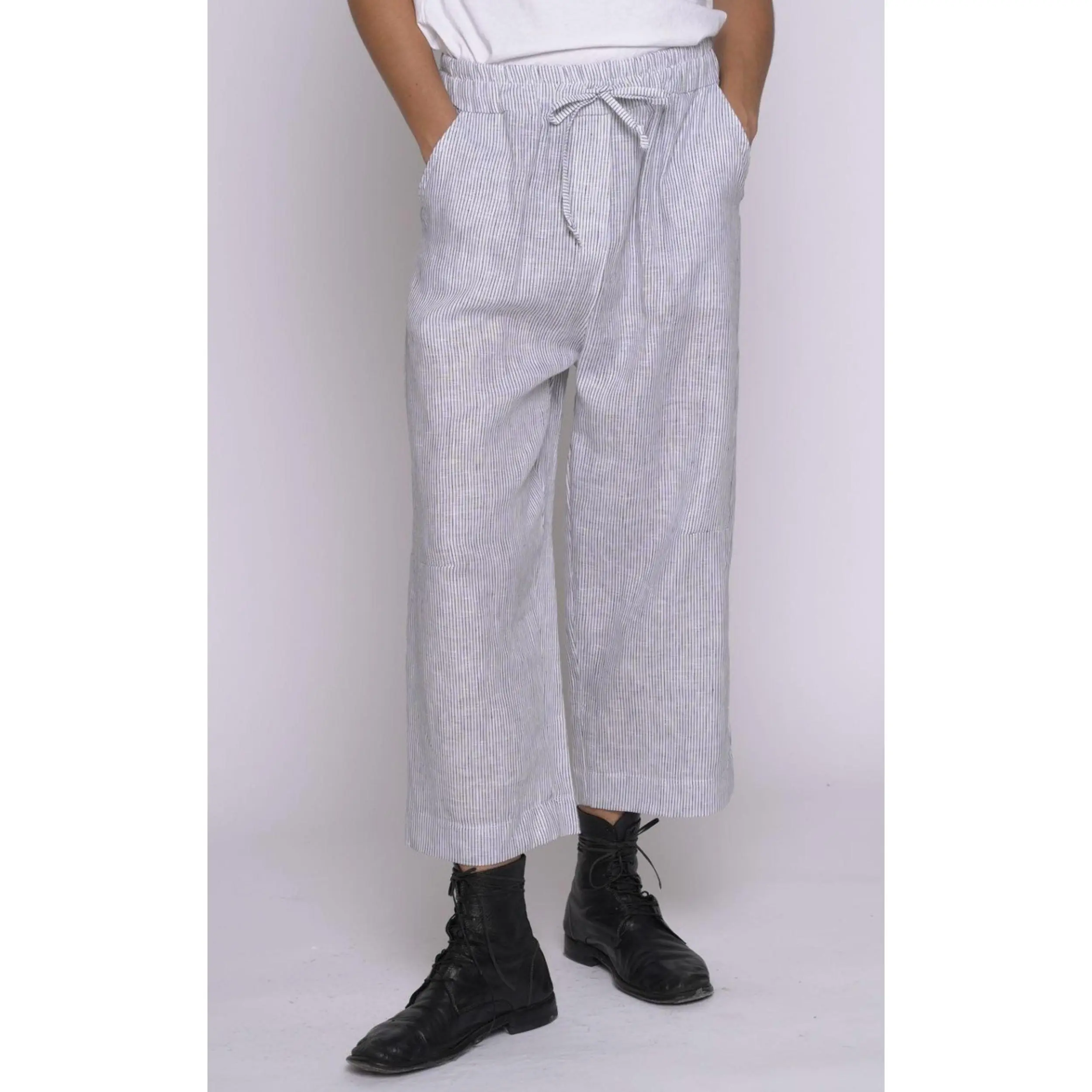 Micro Striped Drawstring Culottes