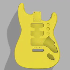 3D Printed JGV3D Stratocaster Guitar Body, Custom Design, Yellow, Light Weight