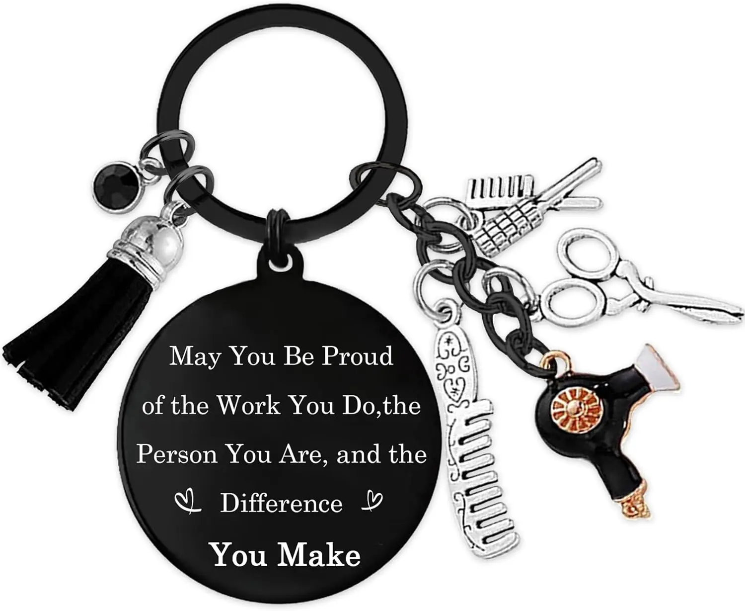 Hair Stylist Gifts , Hairstylist Keyring for Women with Comb Hair Dryer,  Charm for Birthday