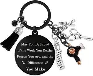 Hair Stylist Gifts , Hairstylist Keyring for Women with Comb Hair Dryer,  Charm for Birthday