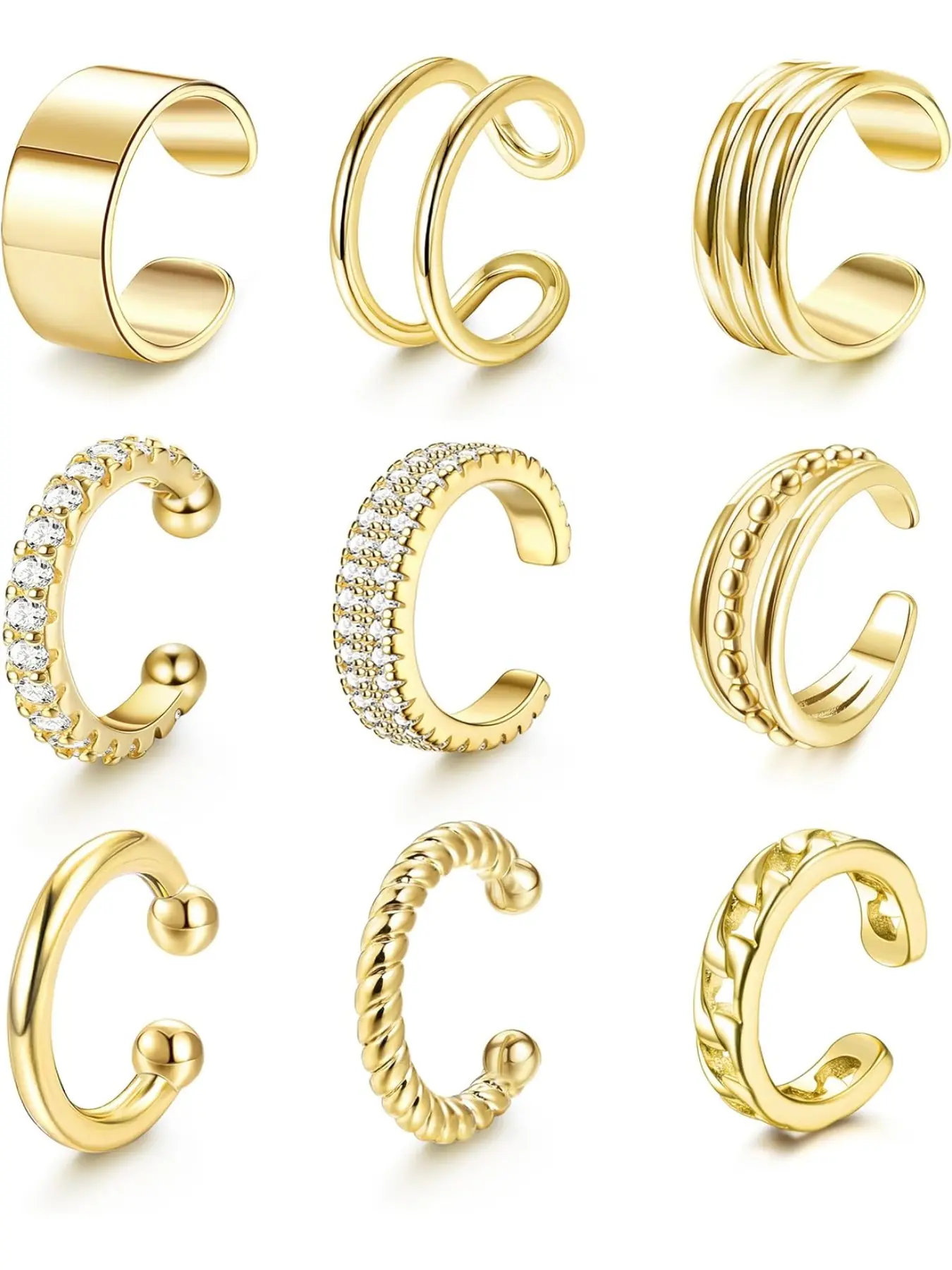 Women's Non Piercing Ear Cuffs, Earcuff, Lightweight Clip on Cartilage Earrings Ideal for Non Pierced Ears, Fashionable Faux Earrings, Non Piercing Jewelry