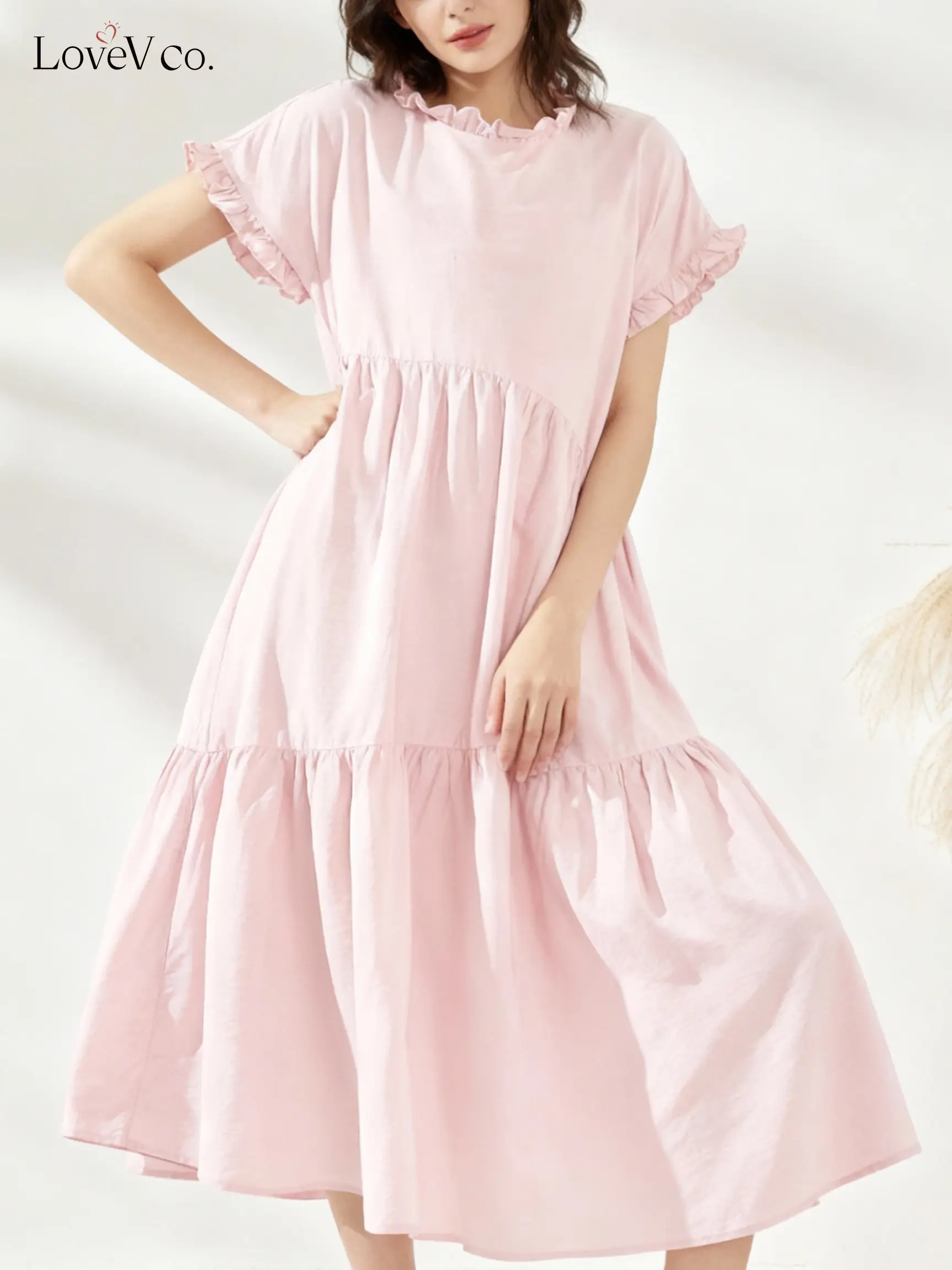 Women's Japanese Style Puff Sleeve Long Dress, Loose Casual Summer Maxi Dress, Elegant Ruffle Hem Outfit - TikTok Shop Women's Japanese Style Puff Sleeve Long Dress, Loose Casual Summer Maxi Dress, Elegant Ruffle Hem Outfit - TikTok Shop