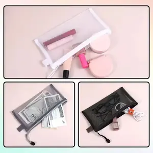 5-Piece Zippered Mesh Bag Set, Multi-Use Nylon Storage Bags, Portable Net Pouches, Travel Organizer, Essential for Cosmetics & Accessories, Makeup Organizer Pouch, Travel Toiletries