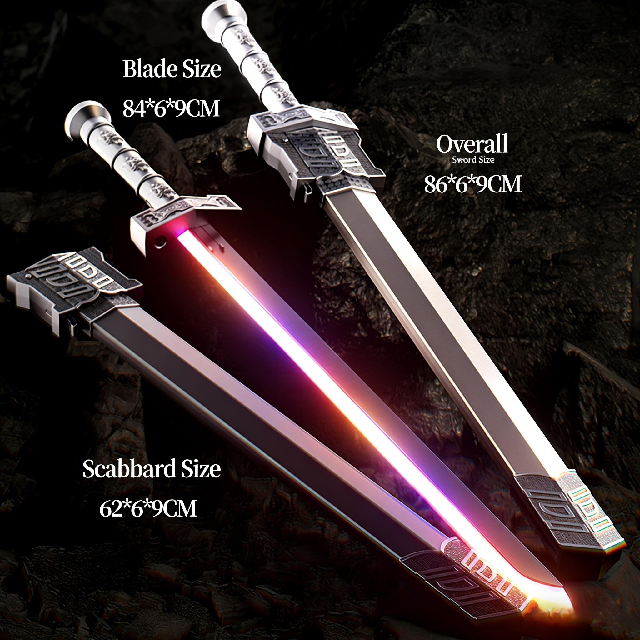 SparkBlade Samurai LED Lightsaber Toy Cyberpunk Katana - 34" Light-Up Propfor Cosplay, Raves & Festivals RGB Lights Durable CollectibleItem US In Stock, Perfect Easter Gift Multi-Color Colorful