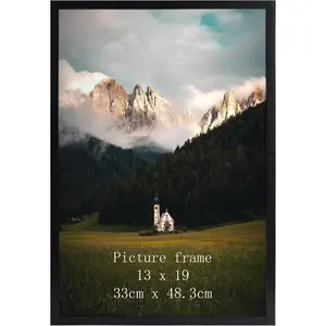 13x19 Picture Frame Black, 13 by 19 Thin Poster Photo Frame for Gallery Wall Display, Single