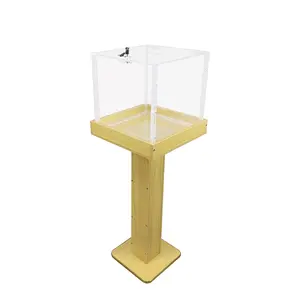 FixtureDisplays® Wood Acrylic Large Floor Standing Tithing Box Offering Box Ballot Box Church Donation Box 14300-RED-NF