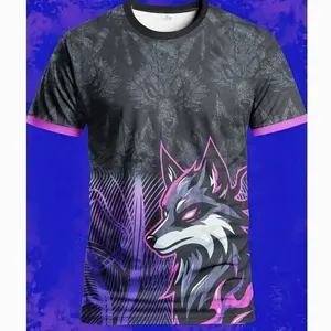 Men's Soccer Training Jersey, Geometric Wolf Design, // Gradient, Breathable Lightweight, Sporty Fitted Long Sleeve Top, Athletic Activewear, Football Shirts, Sports Tops