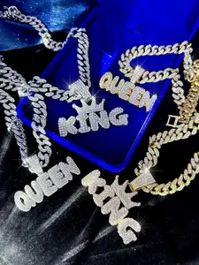 Rhinestone Crown & Letter Pendant Necklace, Initial Letter Necklace, Punk Hip Hop Chain Necklace for Party, Daily Decor, Trendy All-match & Exquisite Jewelry for Birthday Gift