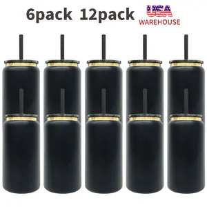 6 Pack/12 pack 16oz Gold Underneath Vacuum Insulated Stainless Steel Can Cute Pudding Color Metal Cups for Laser Engraving Drinkware Flasks