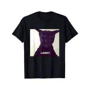 Funny Larry The Cat Meme T-Shirt - 100% Cotton, Round Neck, Casual Short Sleeve Tee For Men & Women, Black With White Print, Perfect Gift For Friends & Family, Everyday Clothing |     Round Neck Shirt |     100% Cotton Tee, Cat Shirt