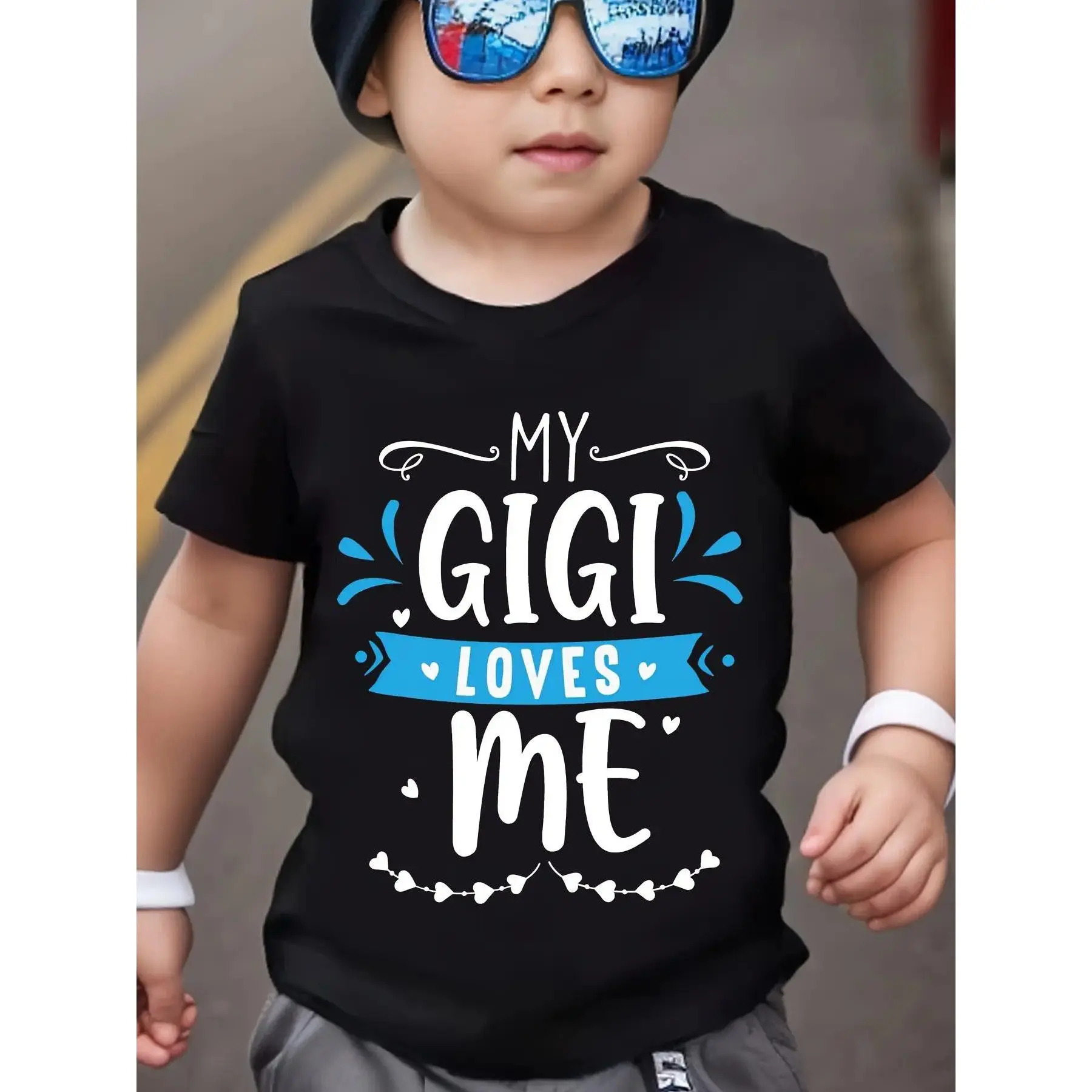Toddler Kids Short-Sleeve "My GIGI Loves Me" Slogan Graphic Print Tee - Soft Cotton Casual Top for Boys & Girls