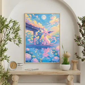 Espeon & Umbreon Poster, Anime Art, Lovers Gift, Home Decor, Unframed Wall Art