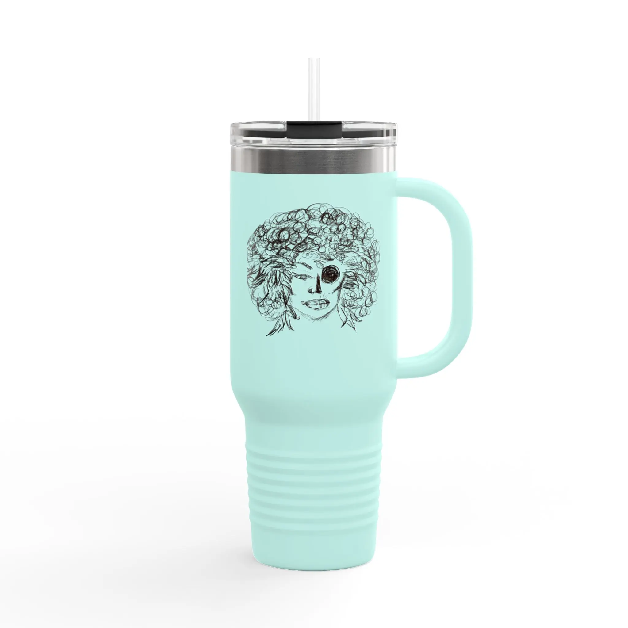 40oz Stainless Steel Sturdy Portable Coffee Travel Mug - Half Zombie, Half Awake Floral Skull Insulated Tumbler