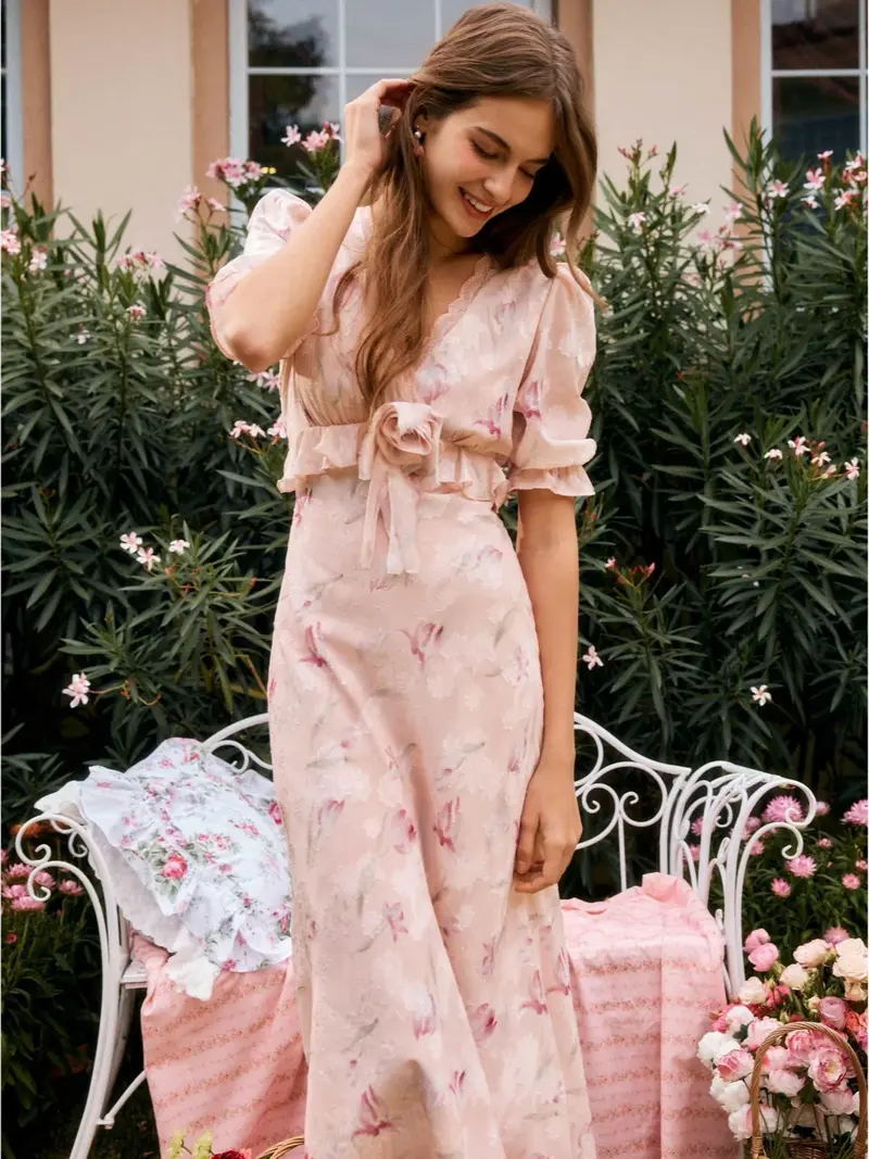 Divia Pink Lace Floral Maxi Dress - TikTok Shop Divia Pink Lace Floral Maxi Dress - TikTok Shop