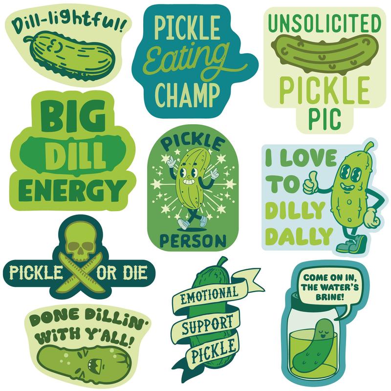 More Pickles Sticker Extra Large Stickers for Adults Funny Adhesives with Memes Funny Stickers with Colorful Graphic Decals Funny Food  Multi