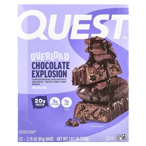 Quest Nutrition Overload Protein Bar, Chocolate Explosion, 12 Bars, 2.15 oz (61 g) Each