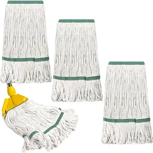 10 Pack Mop Heads Replacement Commercial Industrial Mop Heads Heavy Loop End  String Heavy Duty Refills Wet Washable Refills for  General Floor Cleaning (White,Green)