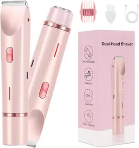 Electric Bikini Trimmer for Women 2 in 1 Dual Head Bikini Trimmer & Body Shaver, Waterproof Painless Bikini Shaver, Pubic Hair Trimmer for Private Area & Body Hair,Gifts for Women