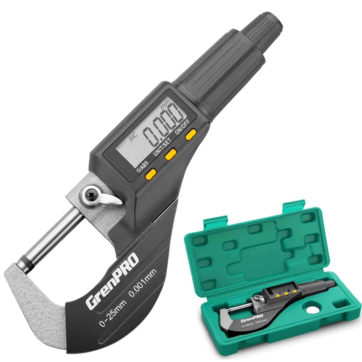 Professional Digital Micrometer Measuring Tool - Automotive & Motorcycle Car Repair Diagnostic Gauge with 0.00005in/0.001mm Accuracy, Inch/Metric Precision, Protective Case, Extra Battery for DIY Use, Measures