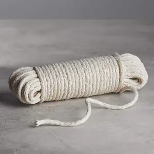 Natural Cotton Braided Rope for DIY Crafts, All-Purpose Clothesline, Indoor & Outdoor Use, 3/16" x 50' (4.5mm x 15m), Off White