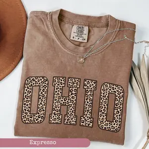 Comfort Colors Leopard Ohio Shirt, Ohio Shirt, Ohio Sports Fan Gift, Ohio State, University Student Gift, College Shirt