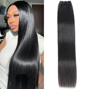 Karlami Thick Straight Bundles Human Hair 100% Unprocessed Virgin Human Hair Bundles Quick Weave Hair 3/4 Bundles Remy Hair Extensions Natural Color