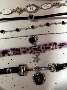 Y2K Cat Claw Necklace, Star Heart Pendant Plush Leopard Bone Chain, Unisex Punk Gothic Jewelry, Party Gift, Halloween, Daily Wear