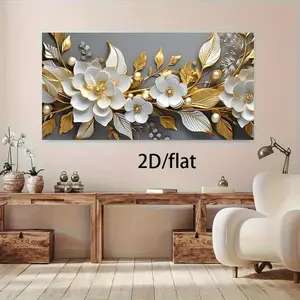 2D/Flat 1pcs Framed Modern Floral Art Canvas Poster for Bedroom and Living Room Decor, Interior Decoration, Canvas Painting Art Lightweight Minimalist Wall Artwork
