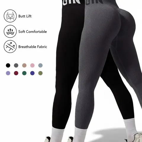 QGU Women's 2-Piece Seamless Knitting Yoga Activewear Set - Elastane High Waist Tummy Control, Hip-Lifting, Breathable Tight Fit Leggings, Sporty Gym OOTD for Yoga, Gym, Size M, Activewear Finds