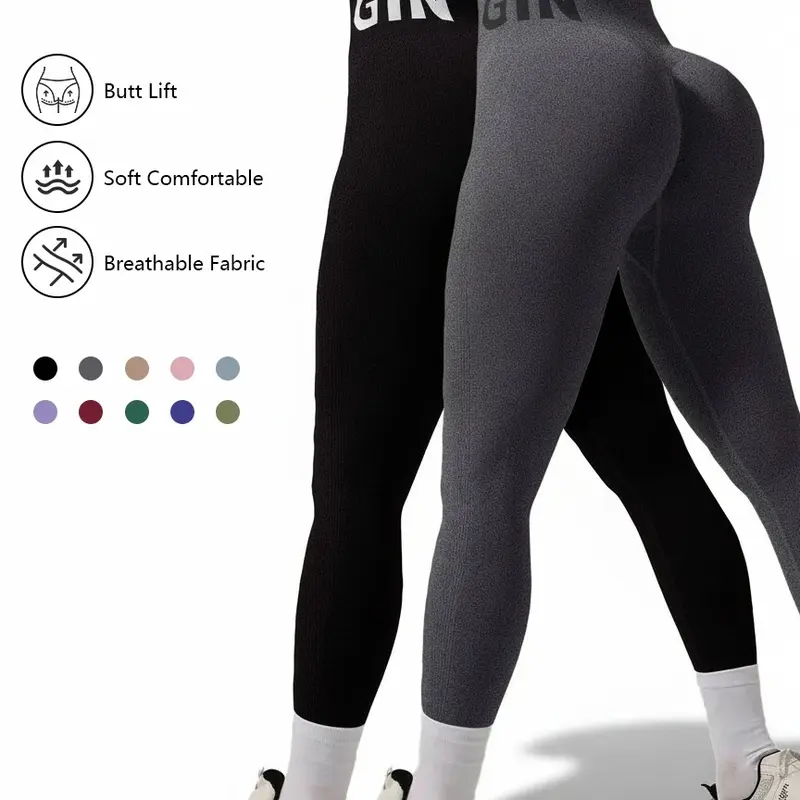 QGU Women's 2-Piece Seamless Knitting Yoga Activewear Set - Elastane High Waist Tummy Control, Hip-Lifting, Breathable Tight Fit Leggings, Sporty Gym OOTD for Yoga, Gym, Size M, Activewear Finds