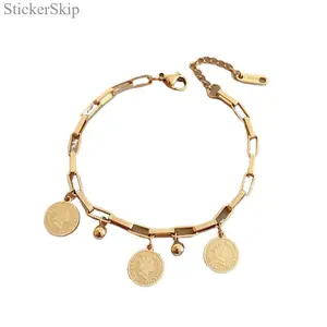 2026 NEW1pc Titanium Steel Bracelet with Personalized Round Pendant - Hip Hop Style, Durable 316L Stainless Steel, Ideal for Everyday Wear & Gifting SpringStatements