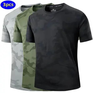 Summer Outdoor Sports Camouflage Short-Sleeve Breathable Loose T-Shirt, Polyester Fabric, Breathable Tee