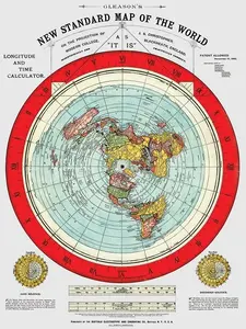 Flat Earth Map - Gleason's New Standard Map Of The World Photo Wall Room Ornaments Decoration Artistic