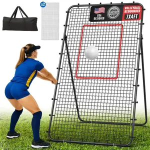 Slendor 7x4 FT Adjustable Volleyball Rebounder Net , 5-Angle Adjustment - Heavy-Duty Steel Frame & PE Training Net for Solo Practice, Spiking, and Bumping - Includes Travel Bag