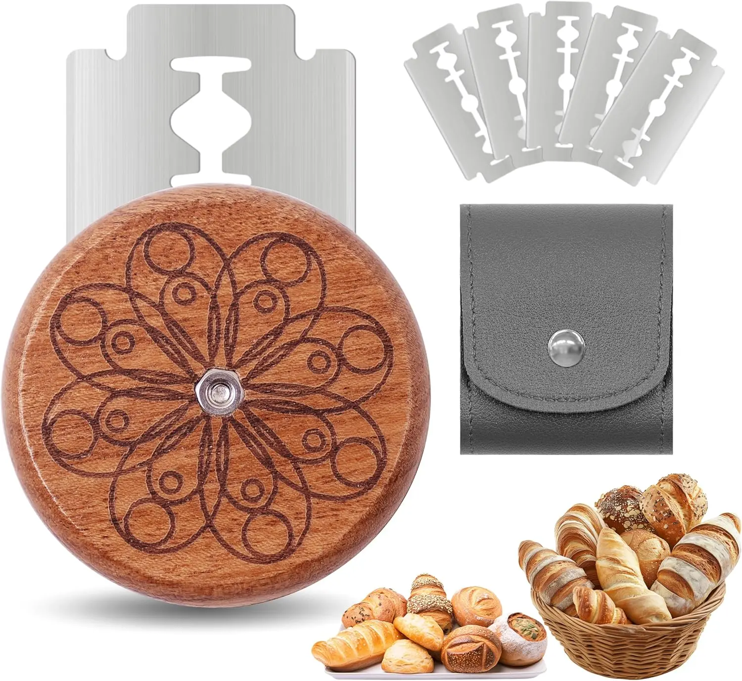 UFO Bread Lame Cutter for Sourdough Bread Scorer Tool,Circle | Slashing Tool for Homemade Sourdough Bread Cutting Knife for Artisan Bread and Baguette Makers,5 Blades and Storage Cover