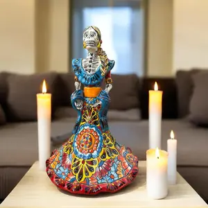 Catrina Handmade Talavera Day of the Dead  Colorful Ceramic Folk Art from Puebla, Mexico Día de los Muertos Skeleton Figurine Wedding Gift