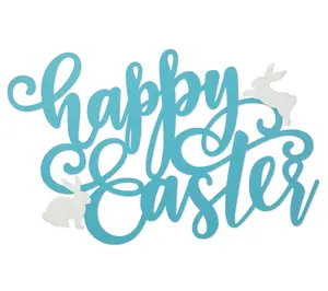 Glitzhome 18" Metal Happy Easter Wreath HangingSign