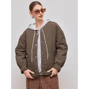 Cider [size 2-10] Round Neckline Solid Fleece-Lined Pocket Puffer