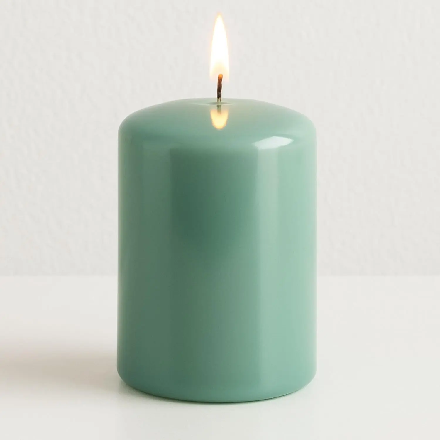 Dripless Unscented Pillar Candles, 45-Hour  Time, Seafoam Green, 3 x 4 Inch - Set of 7