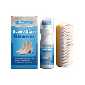 Suede Cleaner and Brush Kit, Stain Remover for Suede Nubuck Leather Shoes Boots Sneakers, Gentle Formula, No Damage, Easy to Use, Professional Results at Home, 100ml