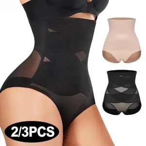 3PCS Women's High-Waisted Tummy Control Seamless Shapewear Panties, Nylon Fabric Basic Lady's Everyday Compression Underwear, Postpartum Stomach Girdle