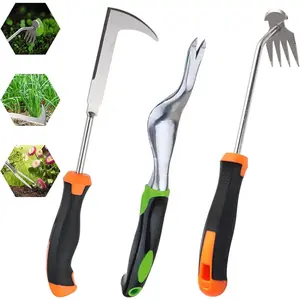 2025 Hand Weeder Tool, Rubber Handle Manual Weeder Puller Tool, Uprooting Weeding Tools, Crack Weeder Crevice, 4 Teeth Weeding Tool, Weeding Artifact Tool for Gardening(3 Pcs)