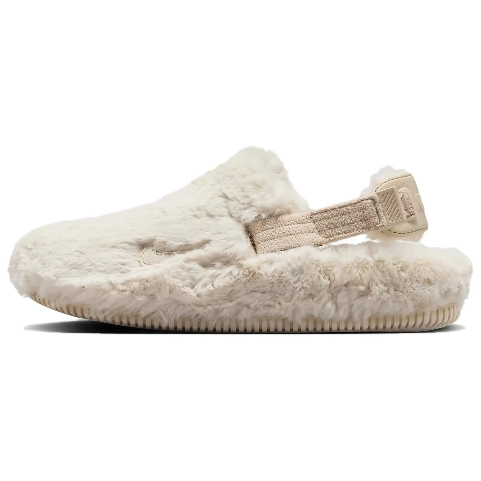 NIKE Women's Calm Mule SE 'Sanddrift Fur' - Slip On Mules, Sports Sneaker Footwear, Cozy Feel, Plush Fur, True To Size, Lightweight, Soft, Shoes, Casual Wear, Mule Shoe