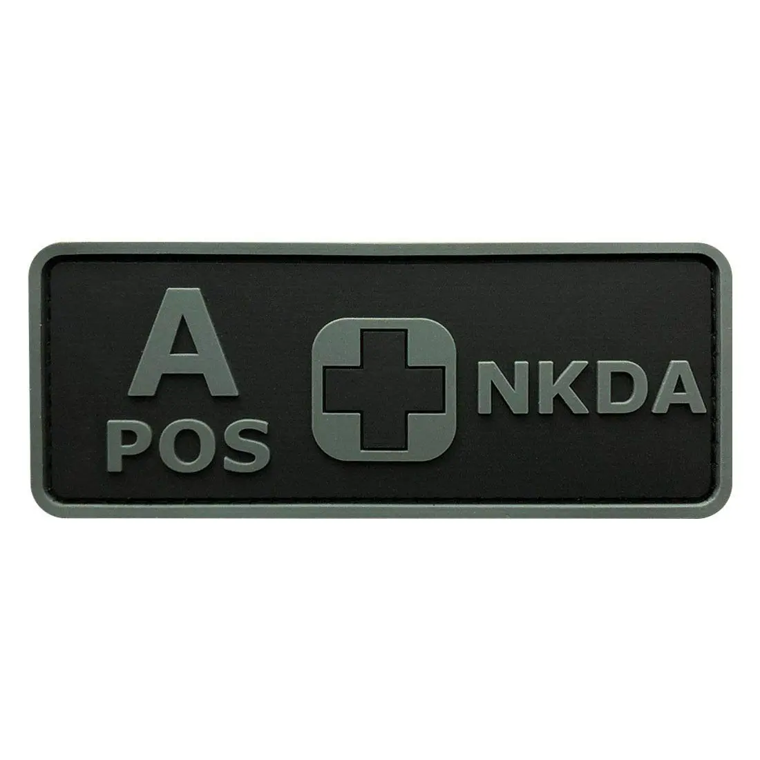 Blood Type A + Positive NKDA ACU Dark Hook Patch[3D-PVC Rubber-4.0 X 1.5 inch -BP1]