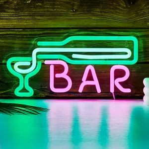 Neon Bar Theme Bottle Cup Light, Indoor Bar Restaurant Wine Cabinet Party Decoration Lamp, USB Powered Halloween Christmas Atmosphere Light