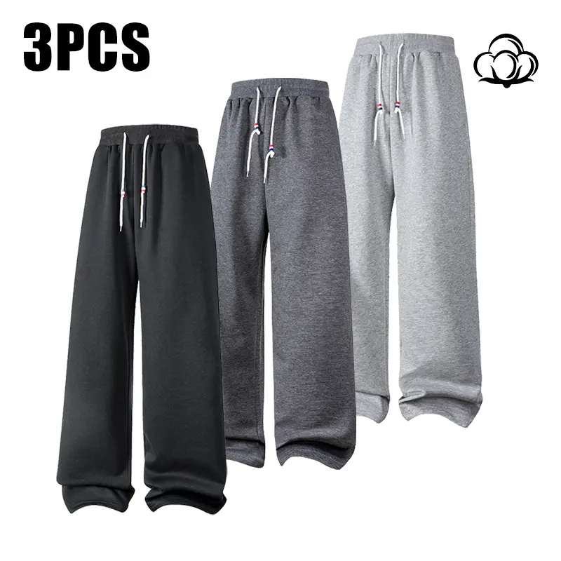 3-Pack Men’s Casual Athletic Pants – Comfortable Outdoor Straight-Leg Sports Pants