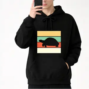 Vintage Long Sleeve Hoodie with Retro Tortoise Sunset Design – 220G Comfort Wear